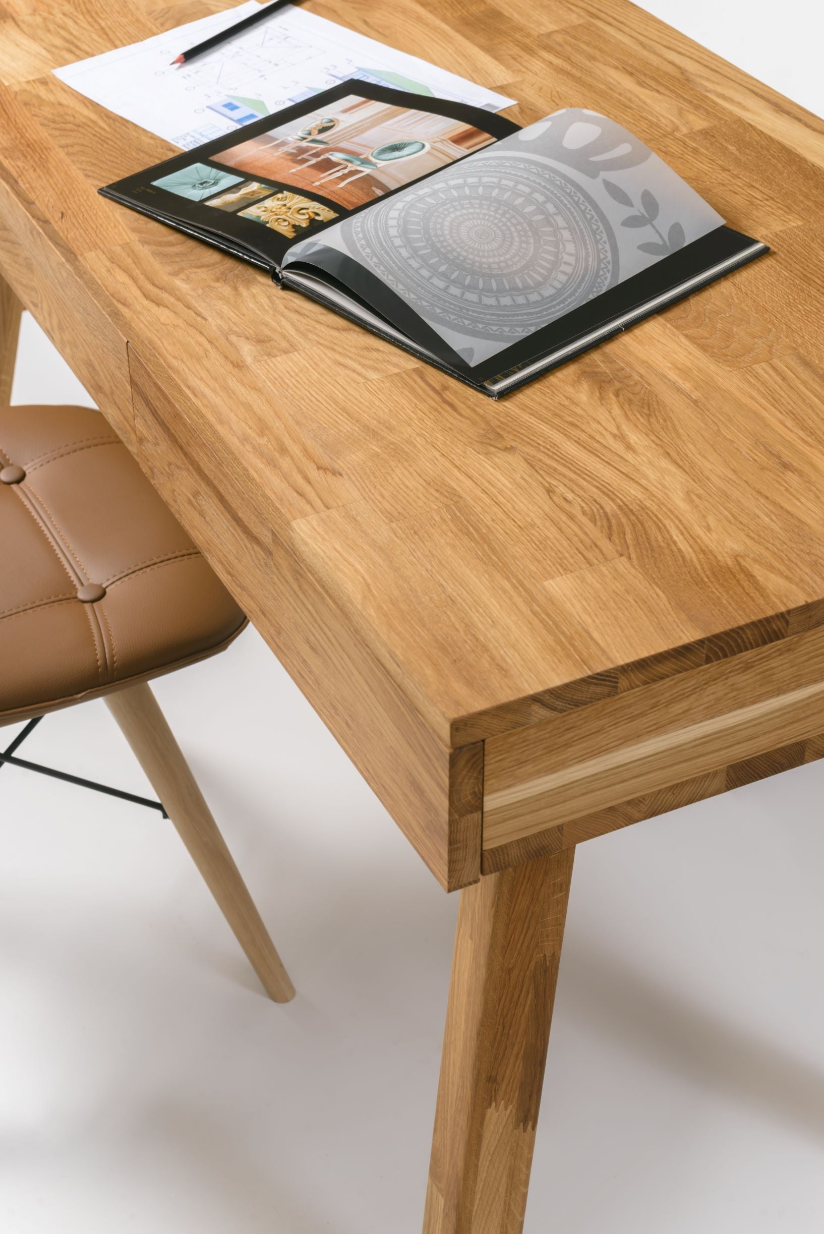 NordicStory Mesa Oficina Escritorio de Madera Maciza Roble Nordico